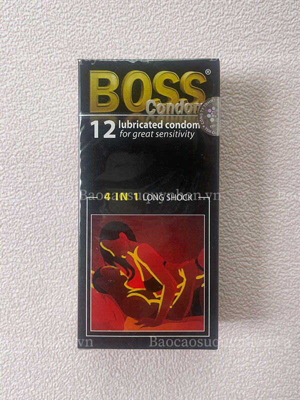 Bao cao su Boss 4in1 Long Shock gân gai, kéo dài thời gian (hộp 12c)