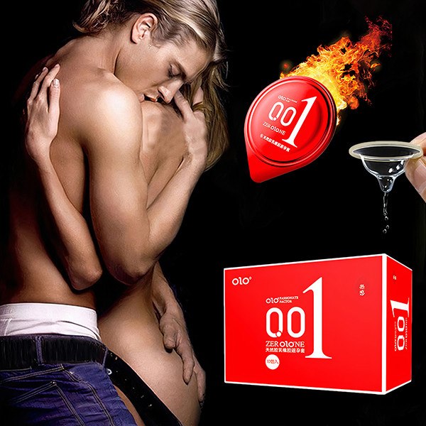 Alternative view of Bao cao su siêu mỏng OLO 0.01 Đỏ ấm nóng (hộp 10 cái)