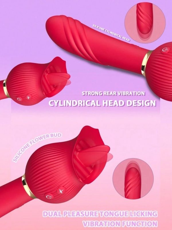 Alternative view of Chày rung thụt hoa hồng kết hợp lưỡi liếm 10 chế độ